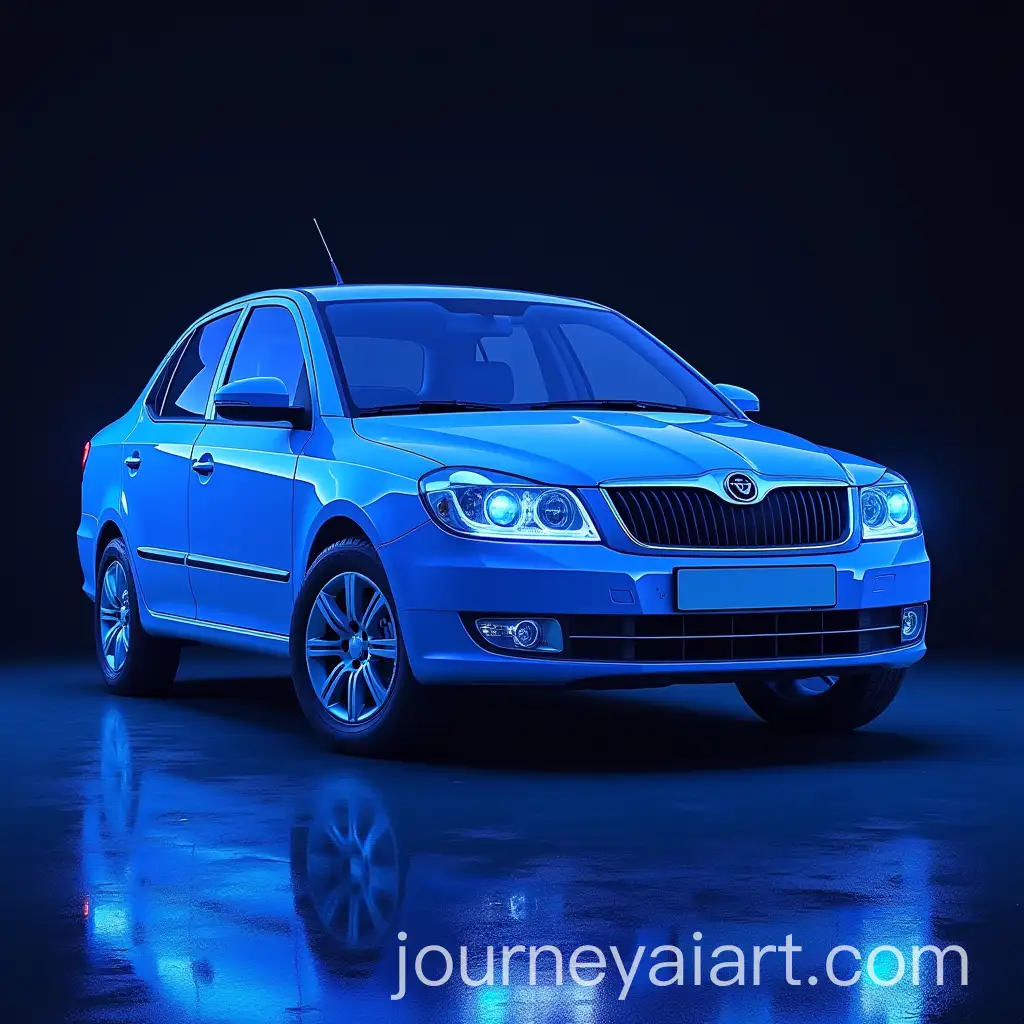 Blue-Skoda-Felicia-with-Light-Neon-Accents