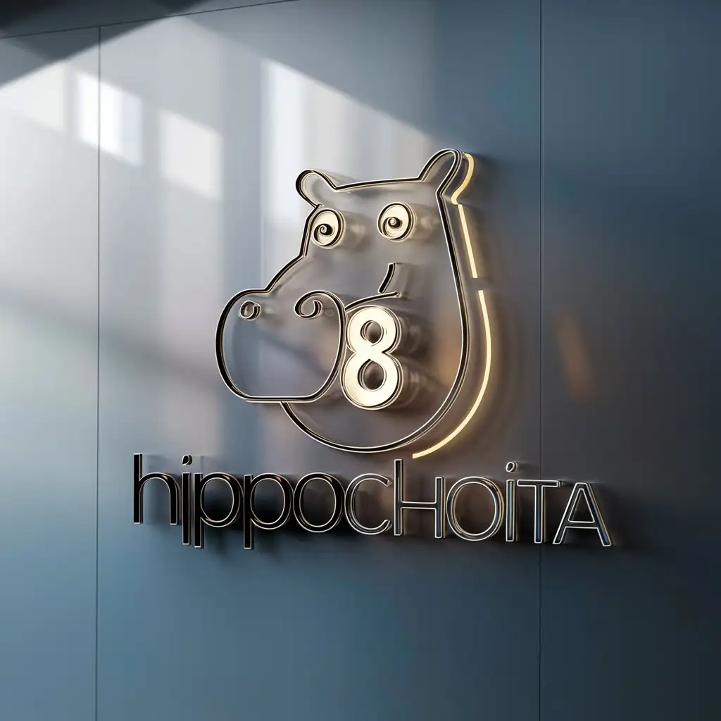 LOGO-Design-For-Hippochoita-Playful-Hippo-with-Number-8-Modern-and-Clear-Background