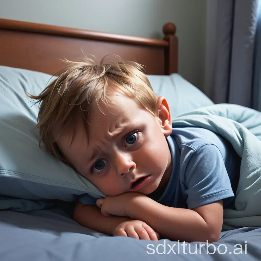 Little-Boy-Reluctantly-Waking-Up-in-Bed