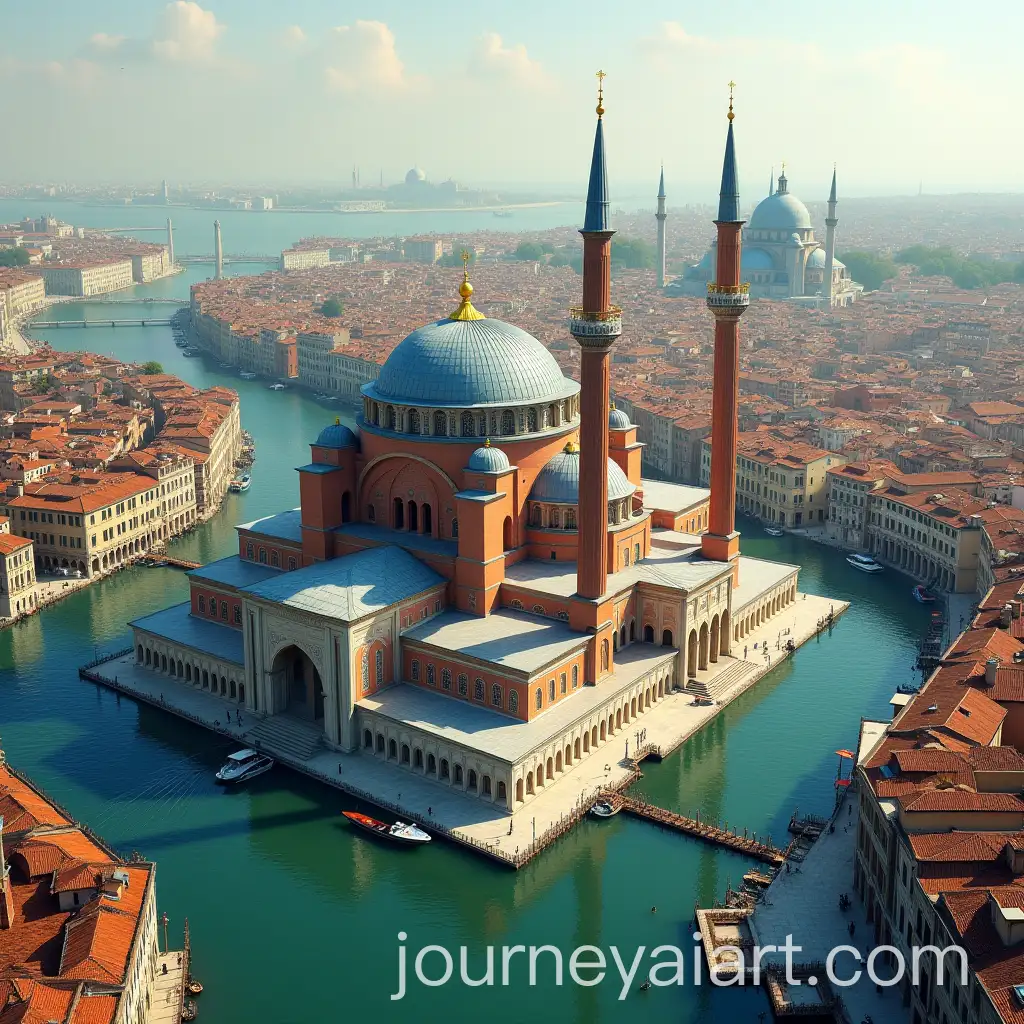 Byzantine-Architecture-of-Hagia-Sophia-Amid-Venice-Canals