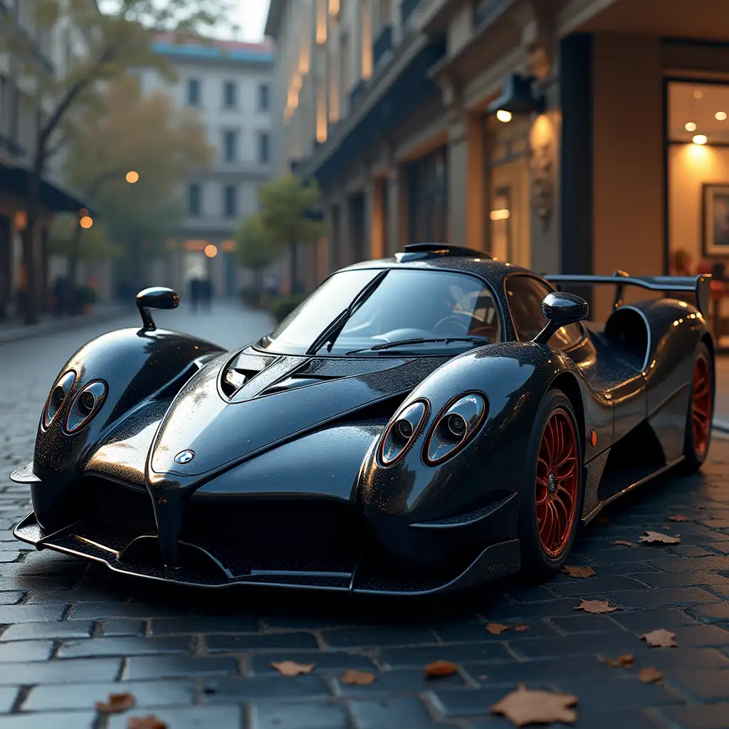 create an image of a Pagani zonda r car with BMW r1000 engine