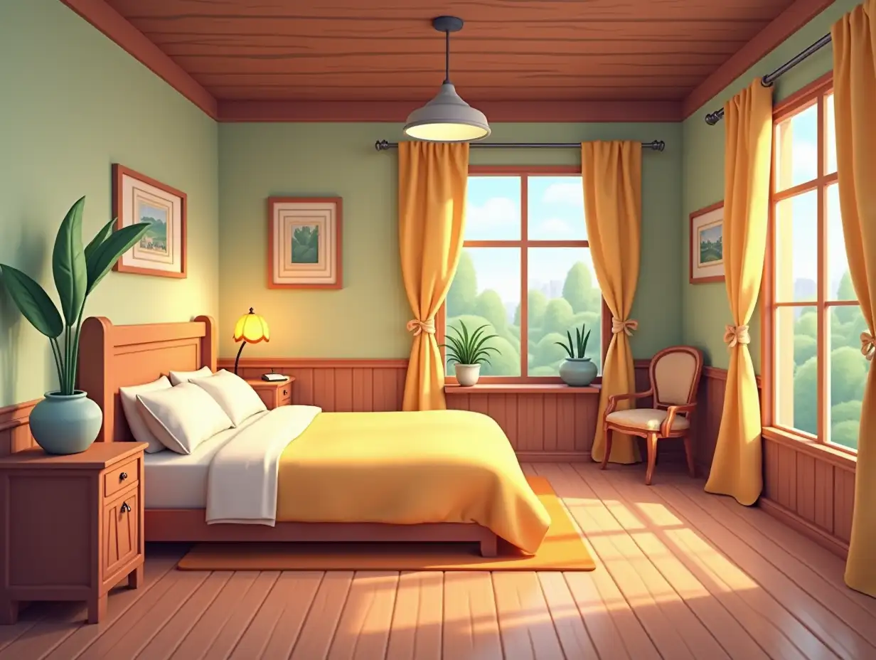 village type Inside home bedroom webtoon 3d full hd