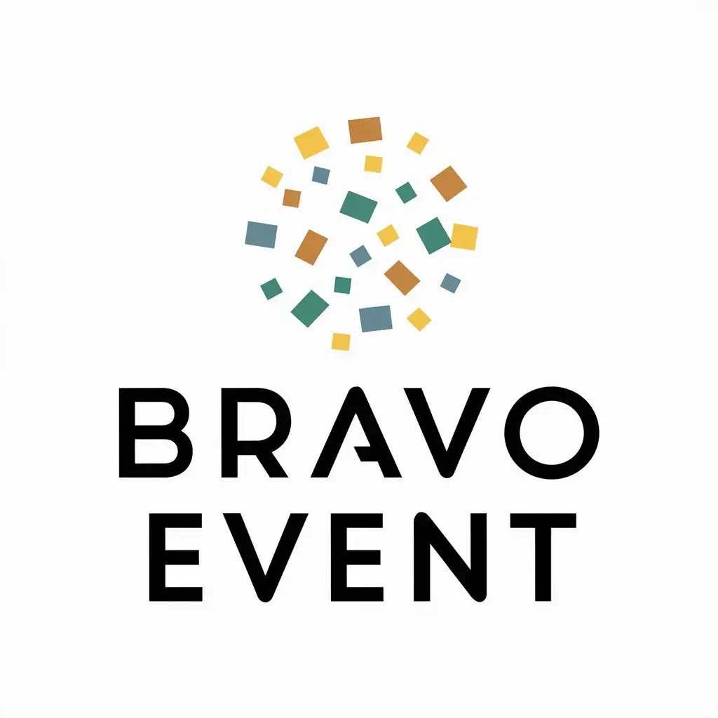 a vector logo design,with the text "Bravo event", main symbol:Colored confetti 🎉,Moderate,be used in Events industry,clear background