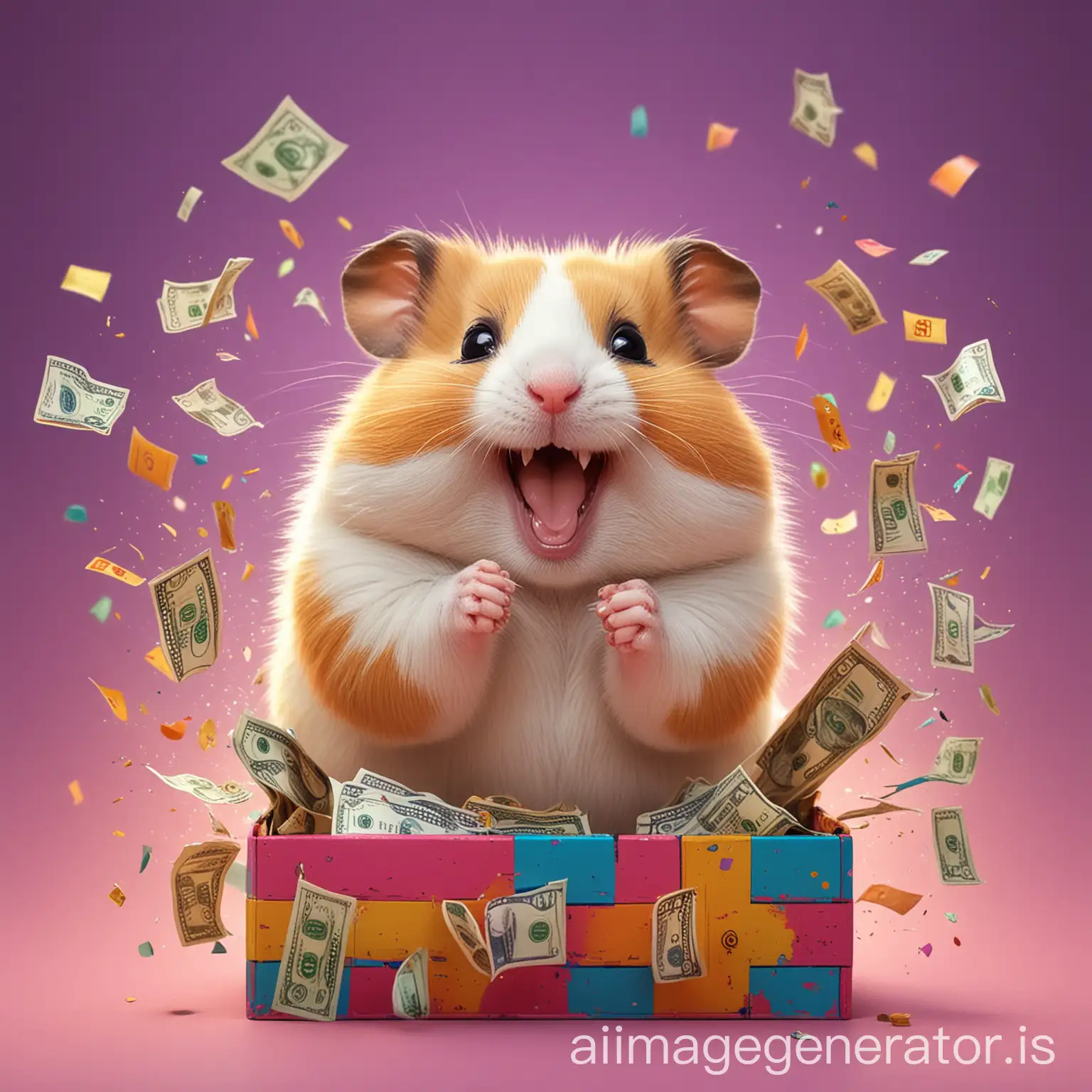 Joyful-Hamster-Unboxing-Wealth-in-Realistic-Happiness-Scene