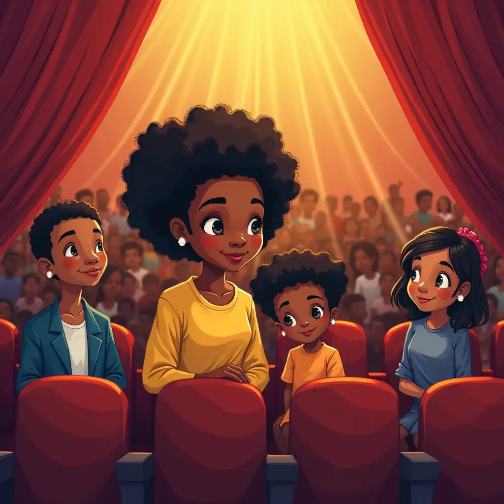 Family Enjoying Broadway Show Illustration