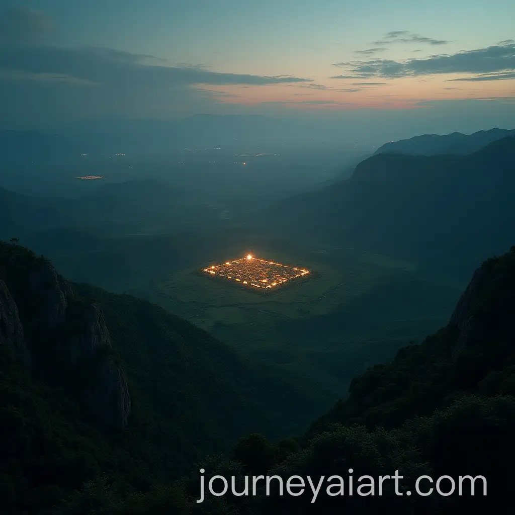 Aerial-View-of-Ancient-Llanos-with-Geometric-Titan-Structures-at-Dusk