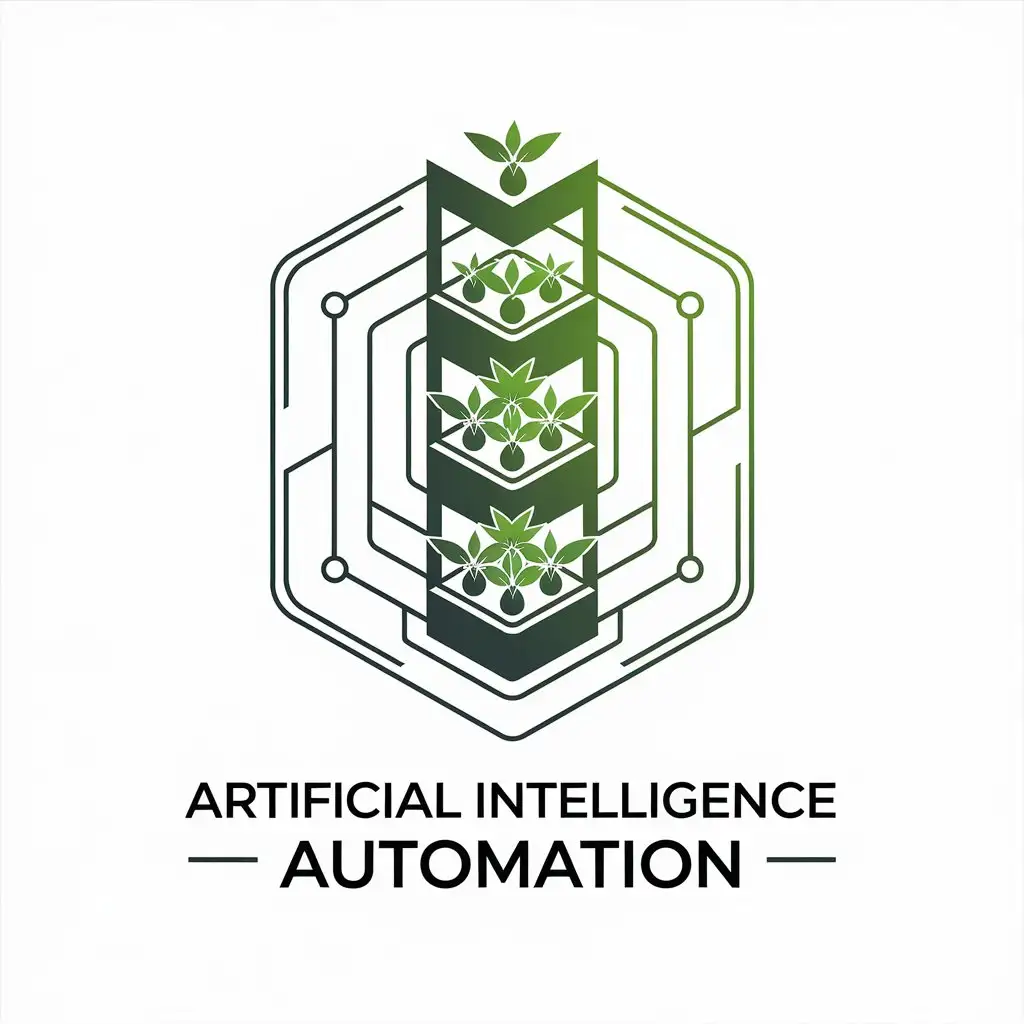 a vector logo design,with the text "artificial intelligence automation", main symbol:vertical and smart hydroponic farming,Moderate,be used in Technology industry,clear background