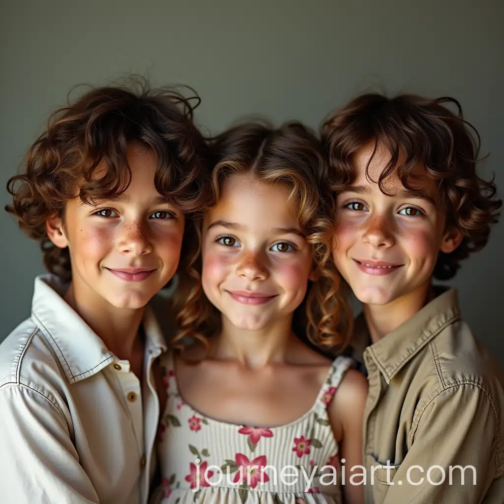 American-Triplets-in-Bohemian-Style-Clothing-in-Brooklyn-Portrait