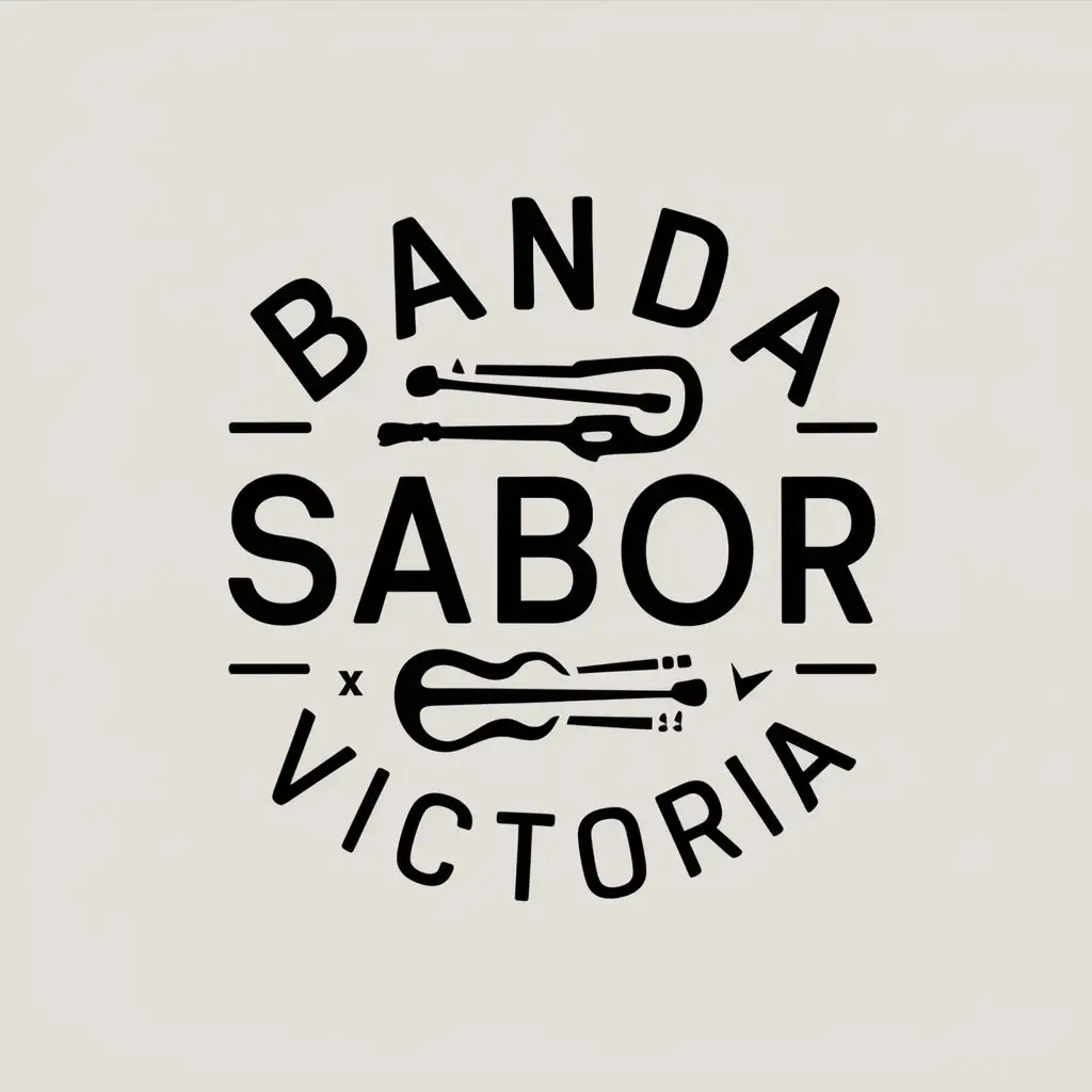 LOGO Design for BANDA SABOR VICTORIA Minimalistic Musical Gang Logo in Black White