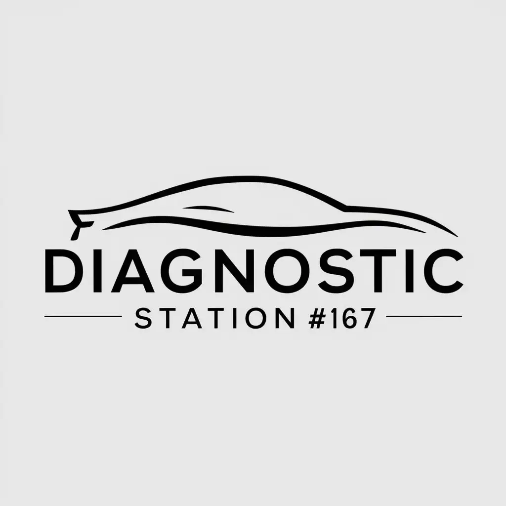 a logo design,with the text "Diagnostic station # 167", main symbol:Modern passenger car,Moderate,be used in Automotive industry,clear background