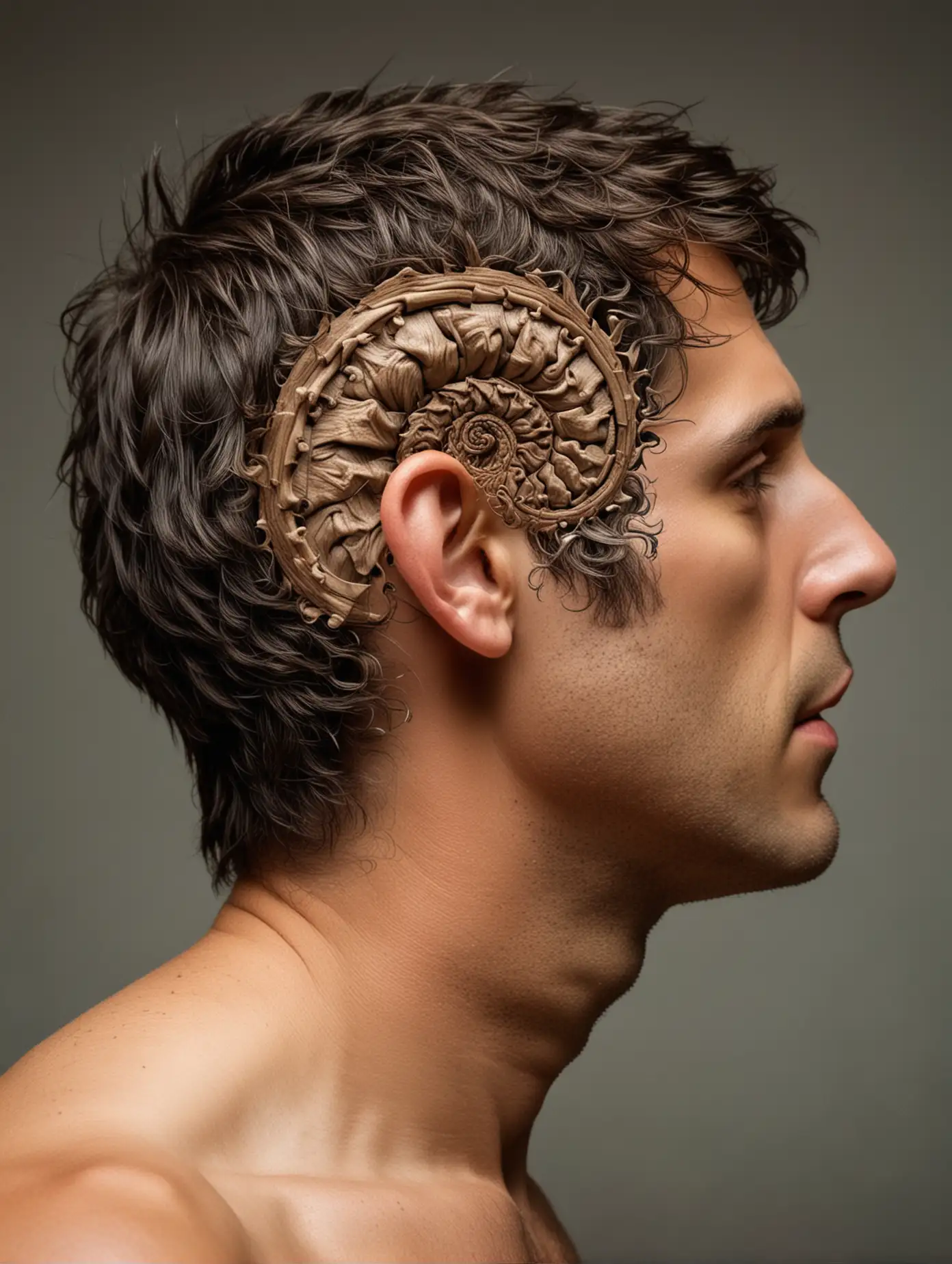 Male Profile with Fibonacci Spiral Concept