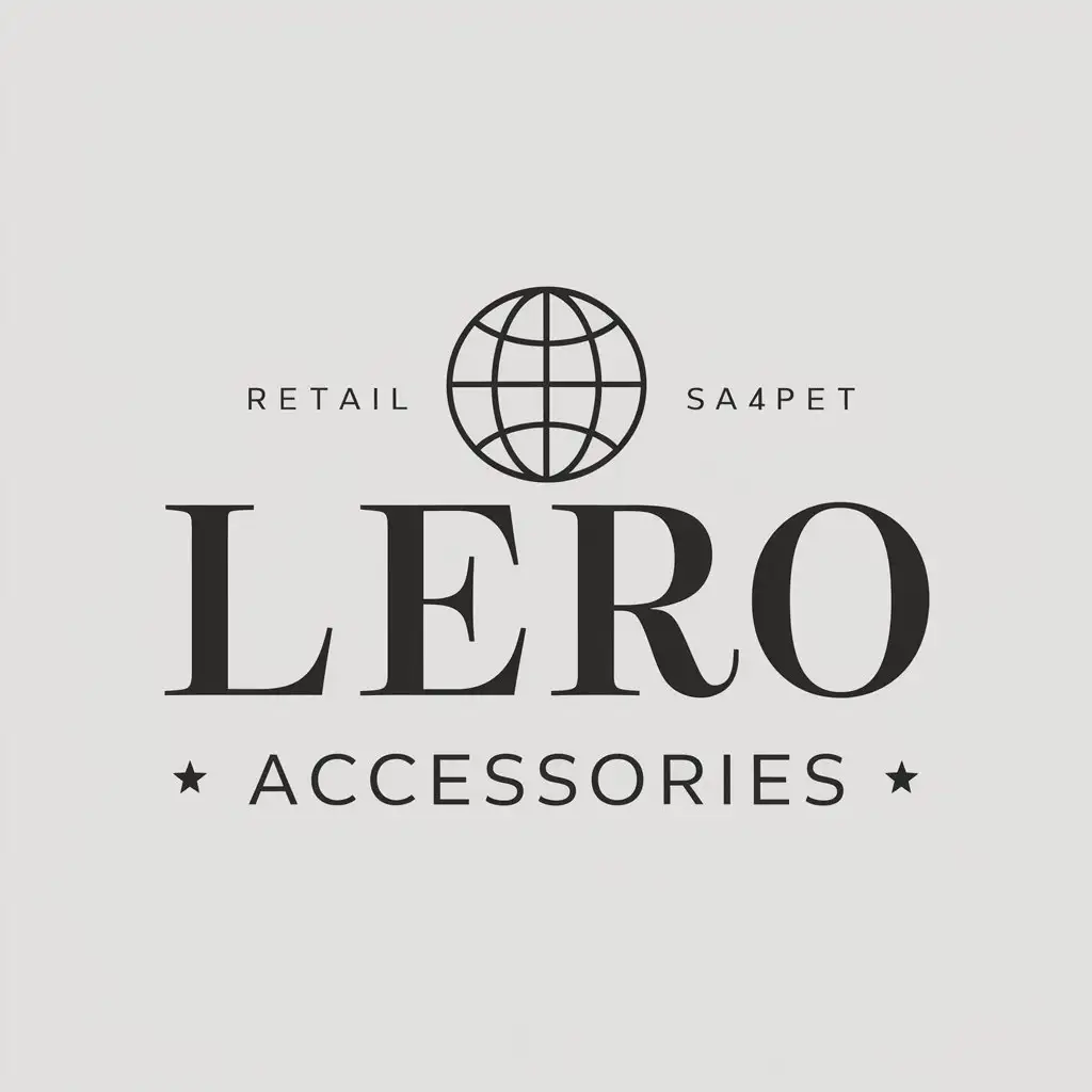 a vector logo design,with the text "LERO Accessories", main symbol:Globe sign,Moderate,be used in Retail industry,clear background