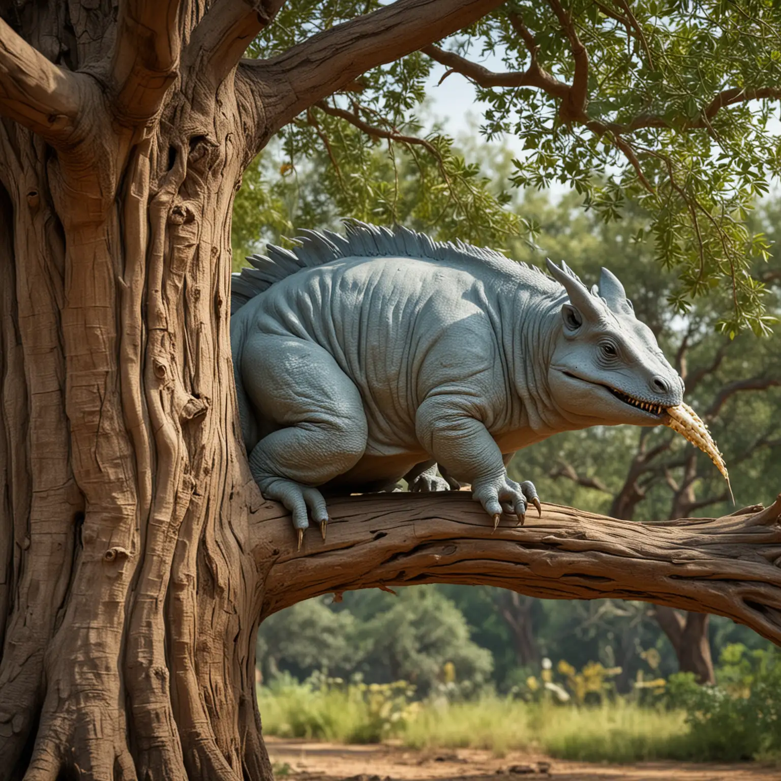 Colorful 3D Choyrodon Feeding on Large Tree