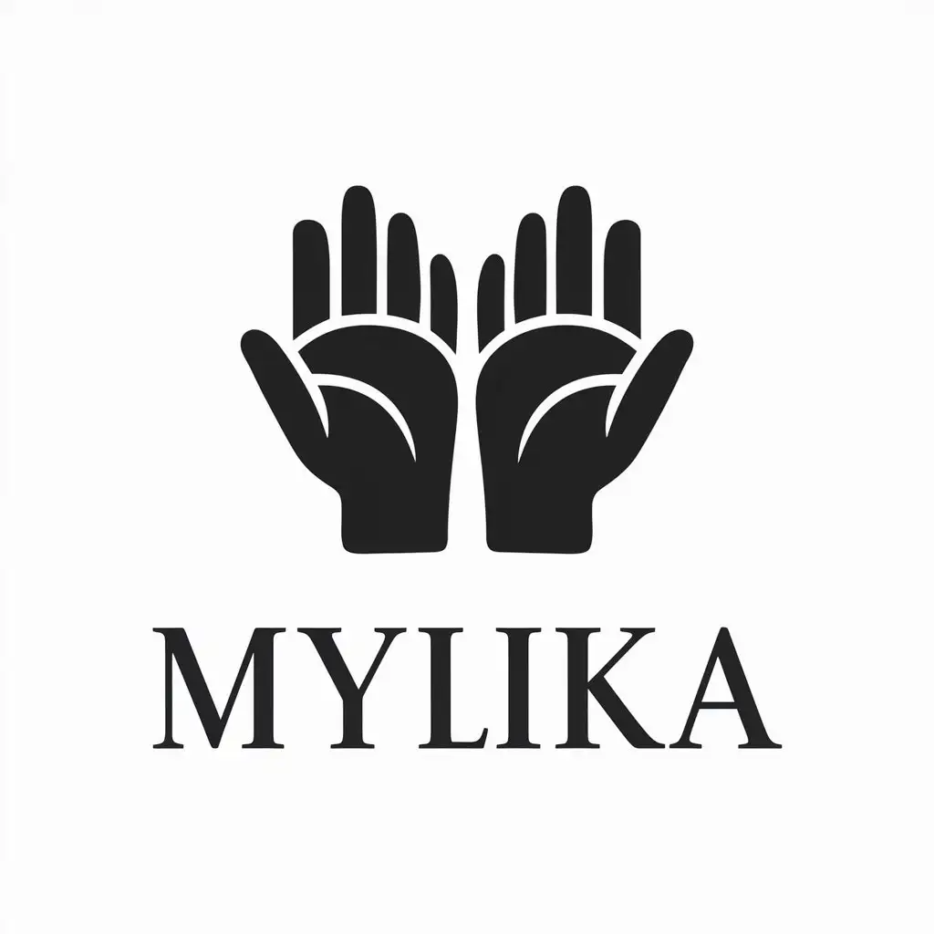 a vector logo design,with the text "mylika", main symbol:palms,Moderate,clear background