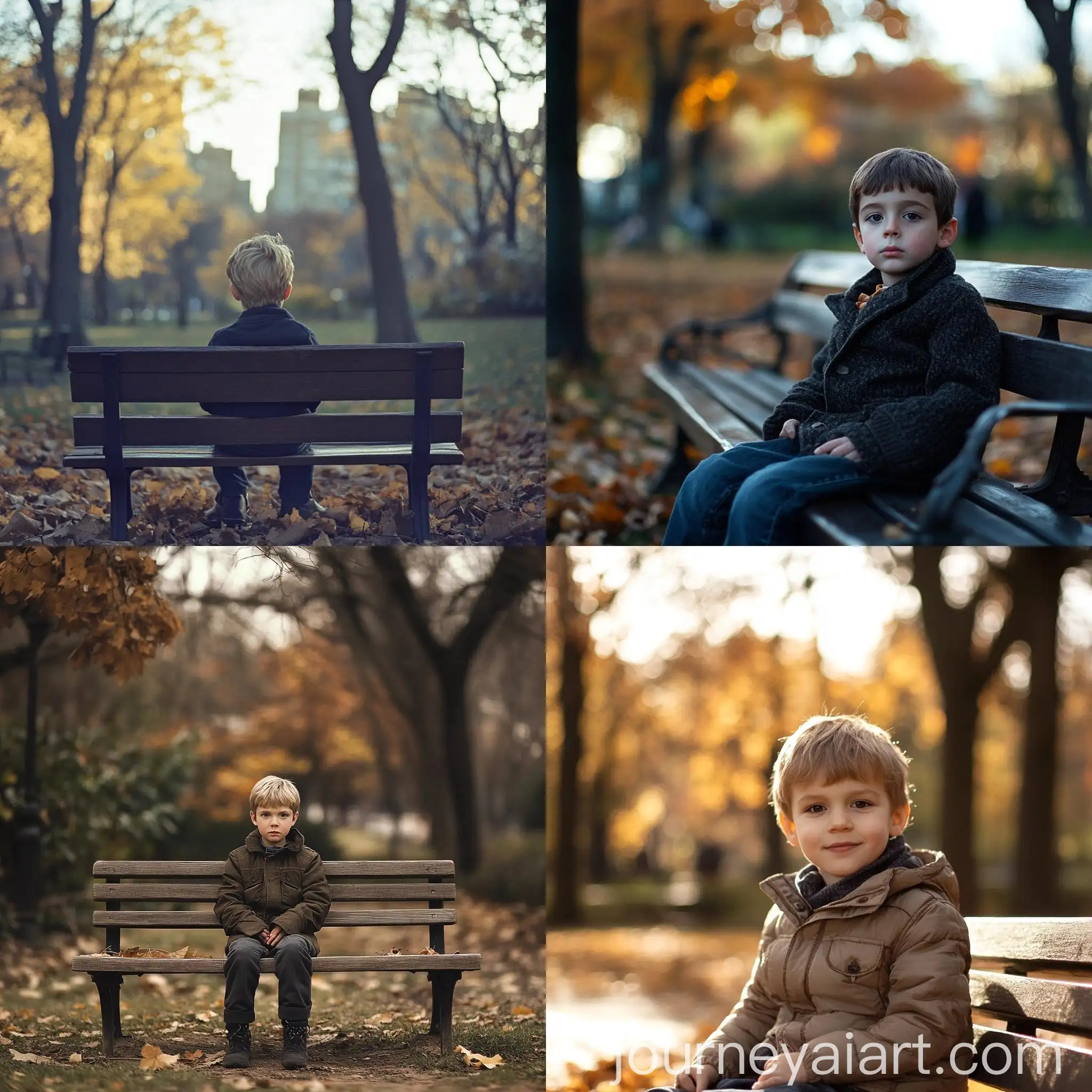 Young-Boy-Sitting-on-Bench-in-Park