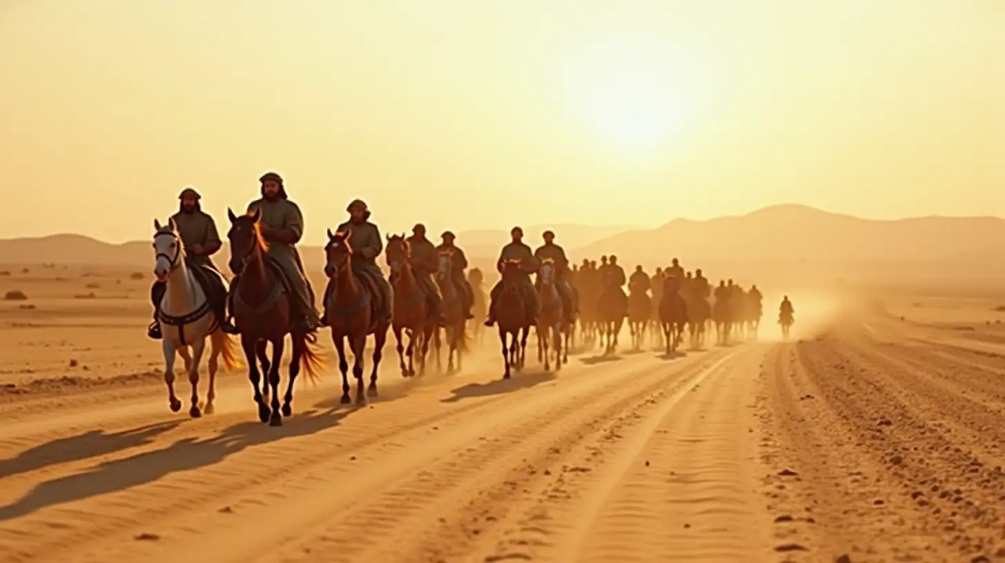 Biblical Era Horse and Chariot Procession in the Desert