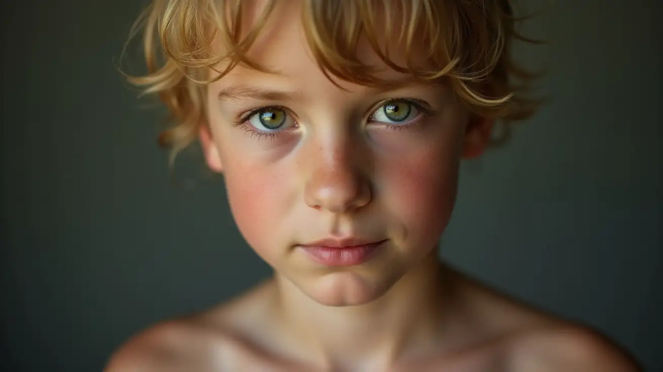 CloseUp-Portrait-of-a-Shirtless-Boy-with-Green-Eyes-and-Blond-Hair