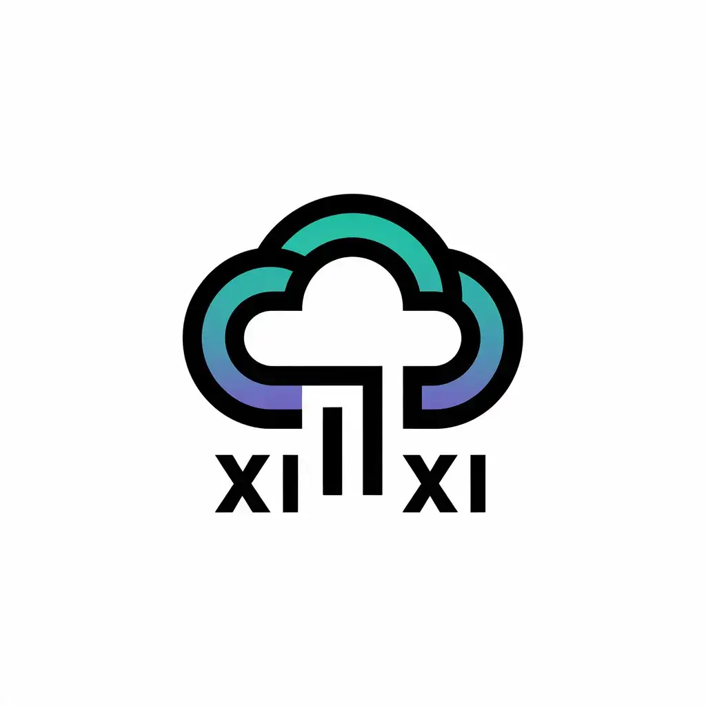 a vector logo design,with the text "xi xi", main symbol:cloud,complex,be used in Internet industry,clear background