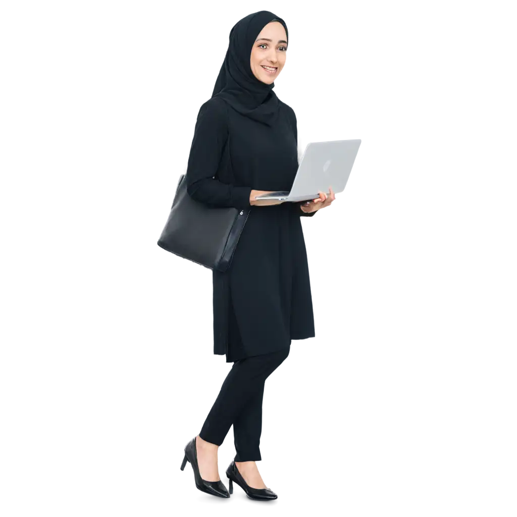 HighQuality-PNG-Image-of-a-Smiling-Woman-in-Hijab-Holding-a-Laptop