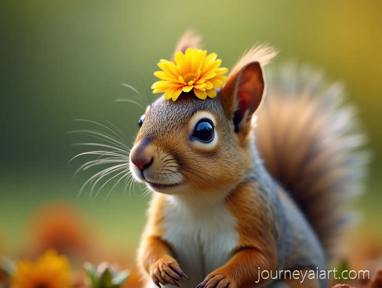 AI-Image-Prompt-ExpansionHandsome-Squirrel-with-Flower-on-Head-in-Natural-Setting