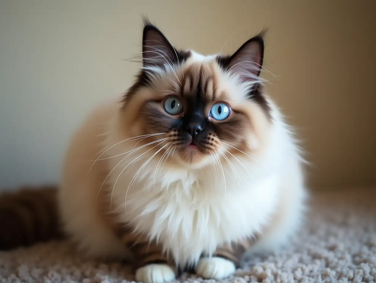 Real cat, ragdoll, high-quality,