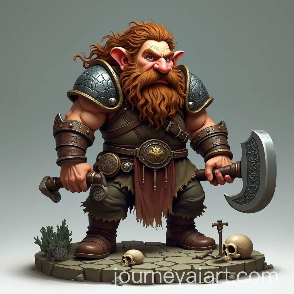 Stylized-Dwarf-Warrior-with-Intricate-Armor-and-Melee-Weapon-in-Dynamic-Pose