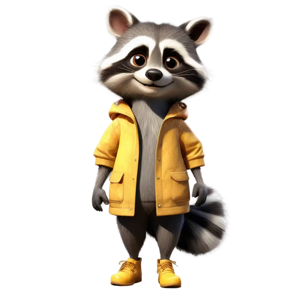 Cute-Cartoon-Raccoon-in-Yellow-Raincoat-and-Rubber-Boots-PNG-Image-for-Autumn-Street-Scenes