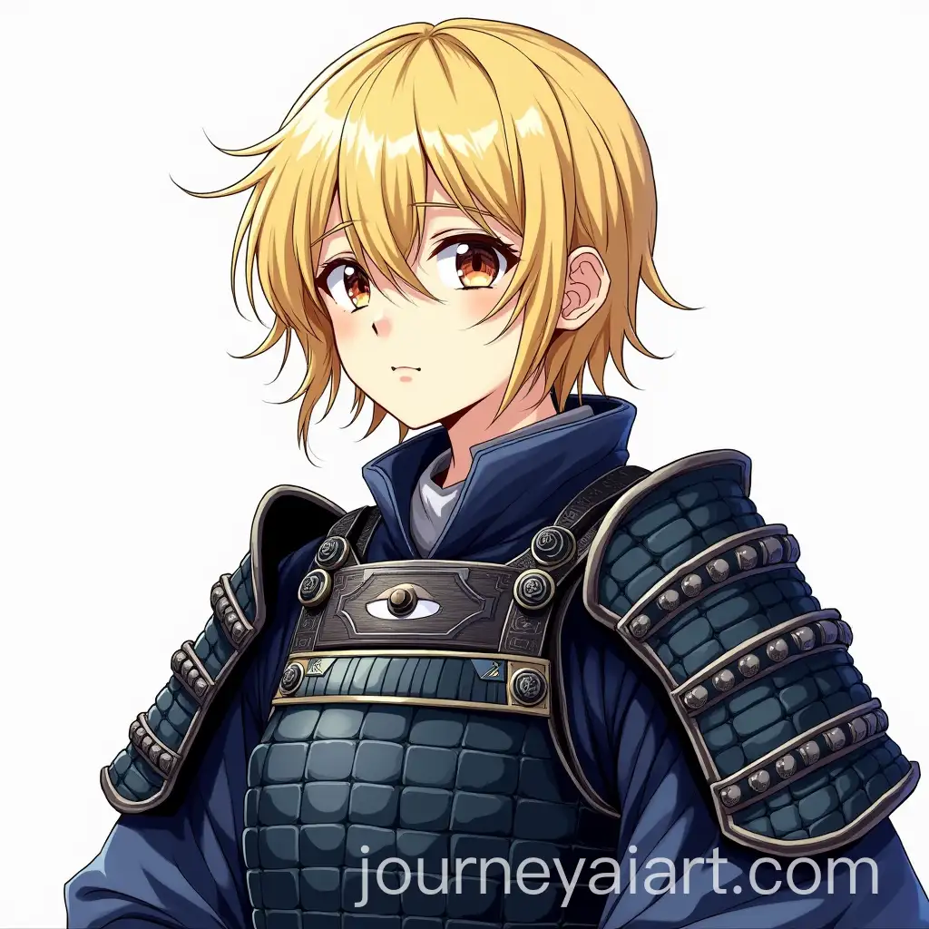 Blonde-Samurai-in-Traditional-Black-and-Blue-Armor