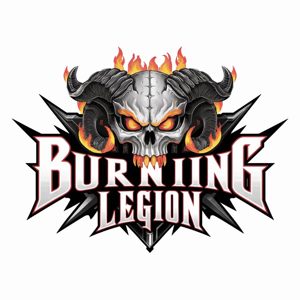 LOGO-Design-for-Burning-Legion-Skull-Head-Symbol-in-Entertainment-Industry