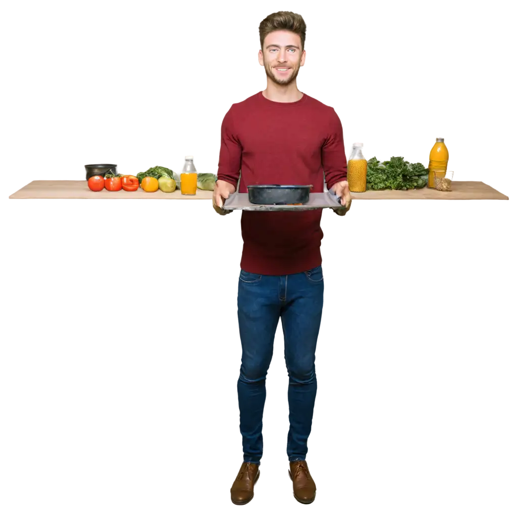 Happy-Young-Man-Cooking-Dinner-with-Vegetables-Fruits-and-Dairy-PNG-Image-for-Culinary-Themes