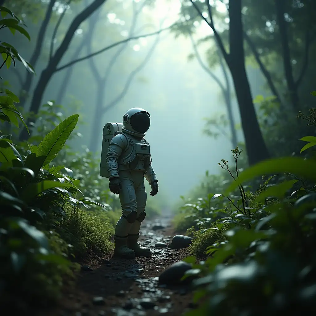 Astronaut-Exploring-Lush-Alien-Jungle-with-Cinematic-Lighting