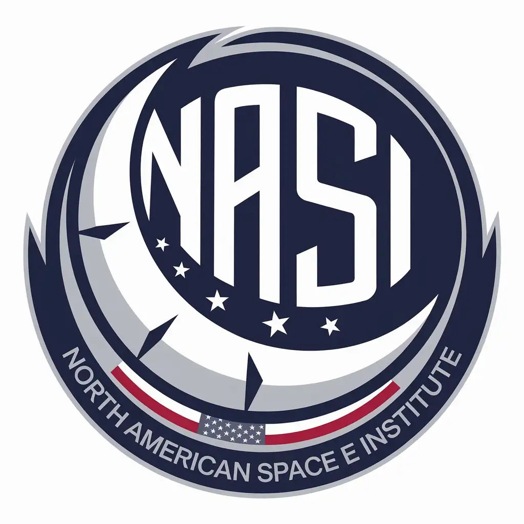 LOGO Design for NASI Bold Crescent Eclipse with Space Theme and USA Flag Colors