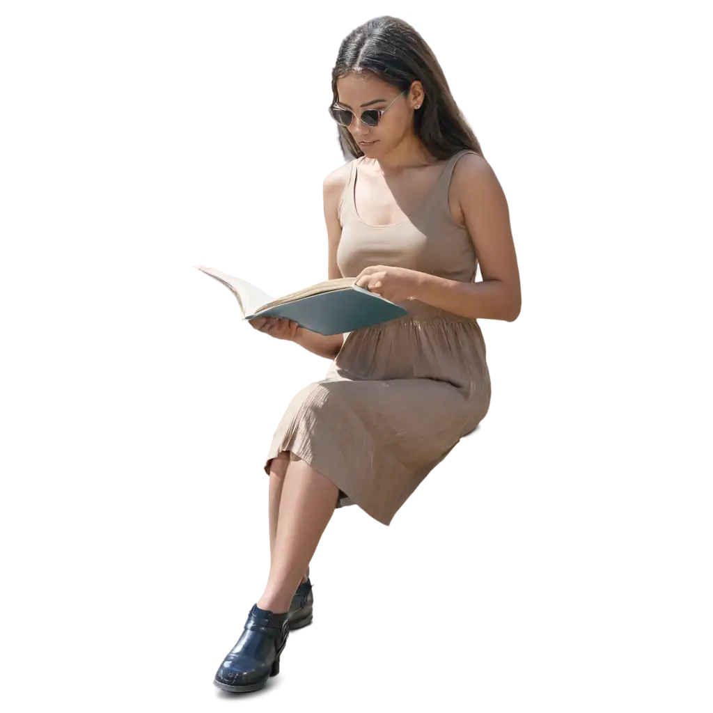 Young-Woman-Reading-a-Book-HighQuality-PNG-Image-for-Various-Applications