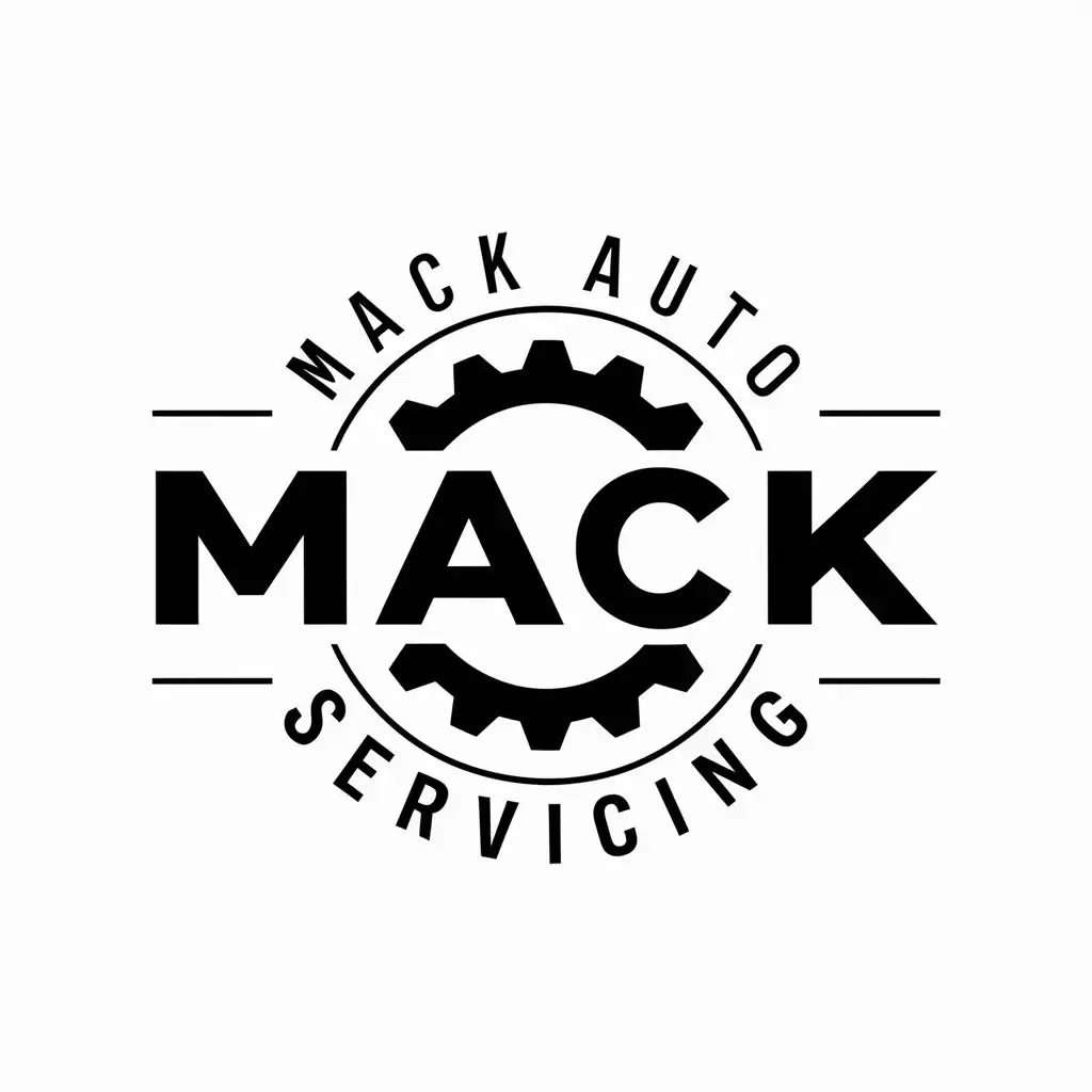 LOGO Design for Mack Auto Servicing Vector Logo Featuring Gear Symbol for Automotive Industry