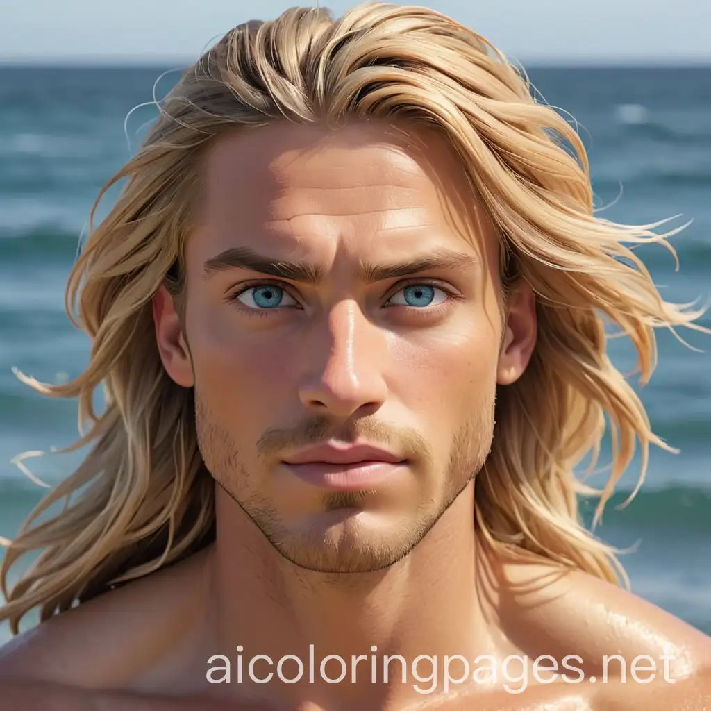 Blonde-Man-Coloring-Page-with-Ocean-Blue-Eyes-and-Simple-White-Background