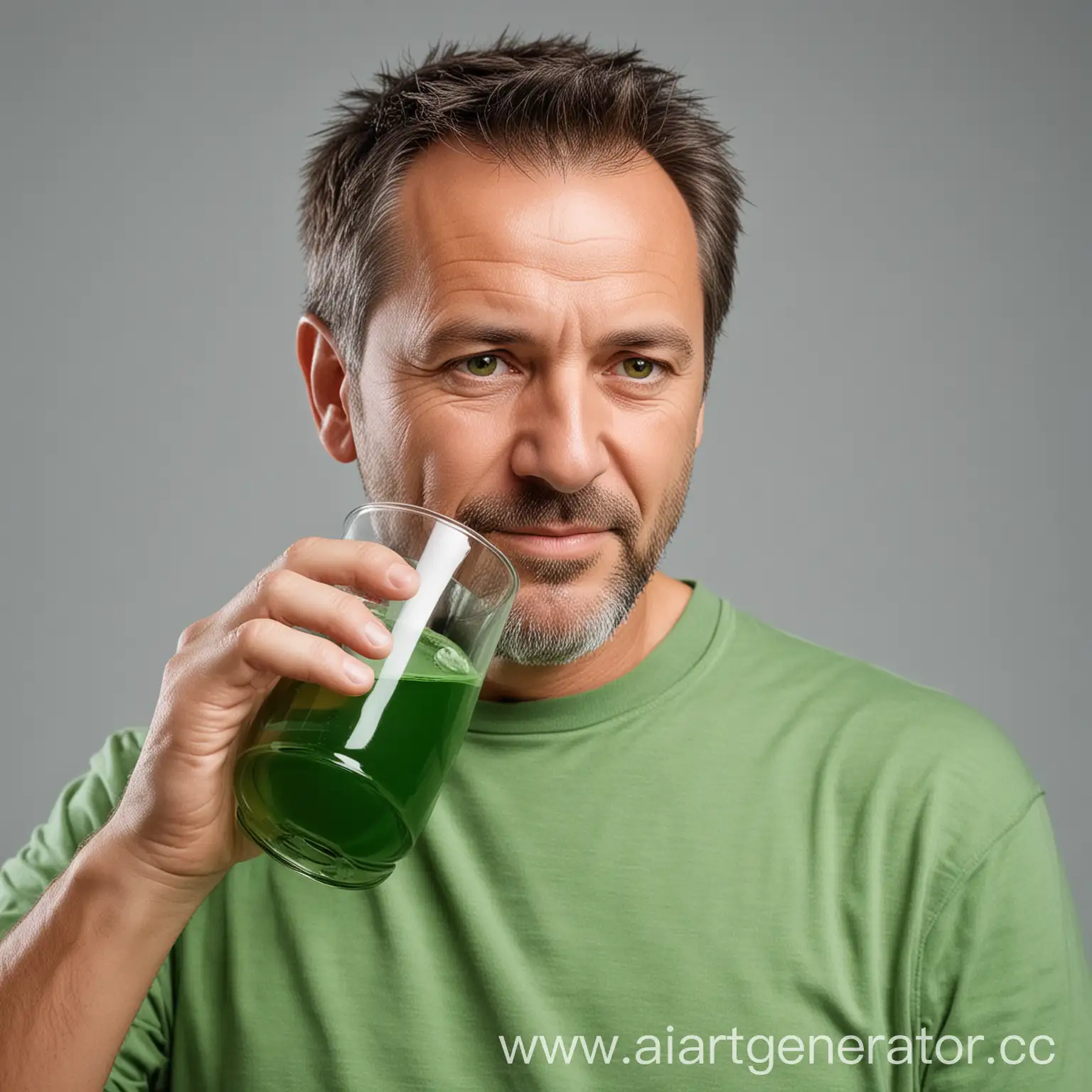 MiddleAged-Man-Drinking-Vibrant-Green-Vitgrass-Juice