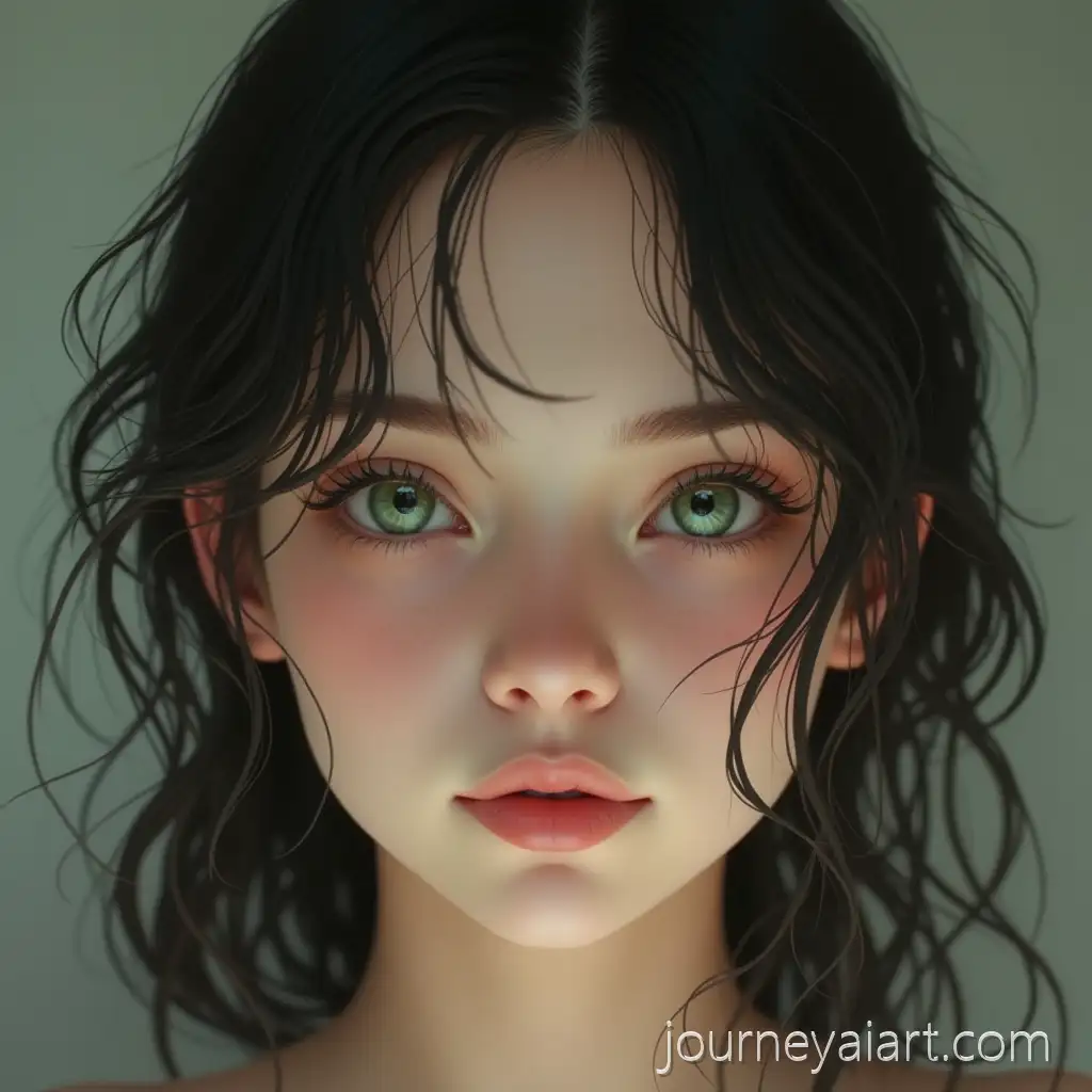 Realistic-Portrait-of-a-Beautiful-Girl-with-Green-Eyes-Resembling-Billie-Eilish