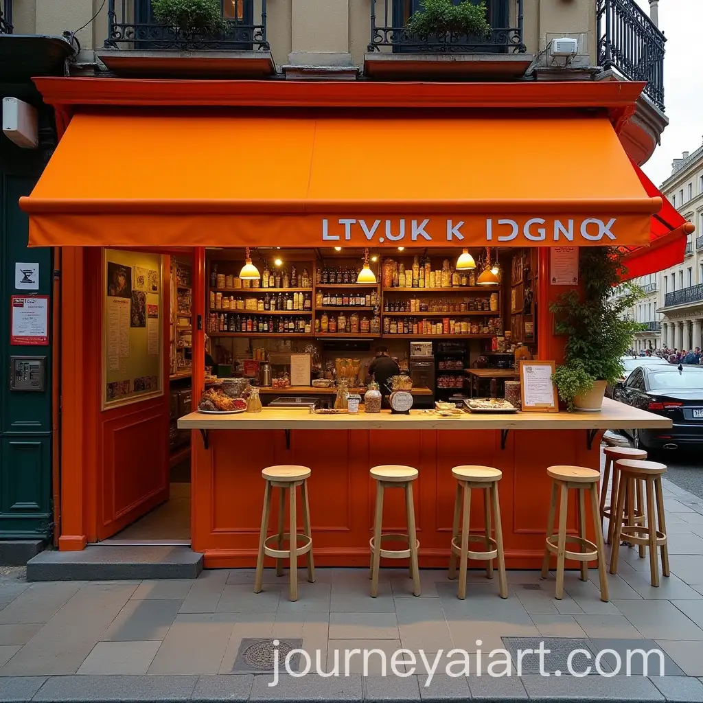 Charming-Restaurant-at-the-Corner-of-Trading-Street-in-Orange-and-White-Colors
