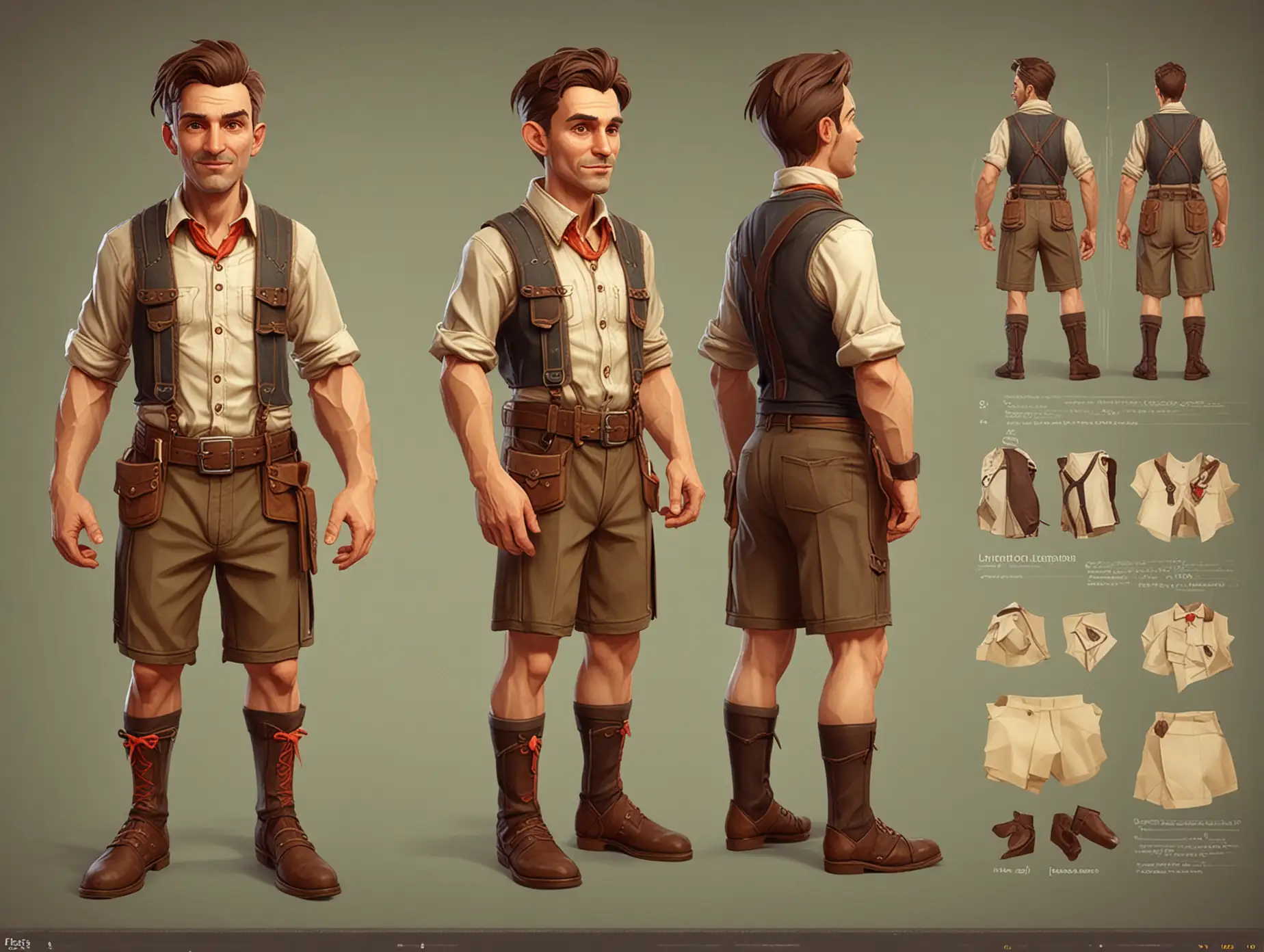 Low Poly Computer Game Character in Lederhosen