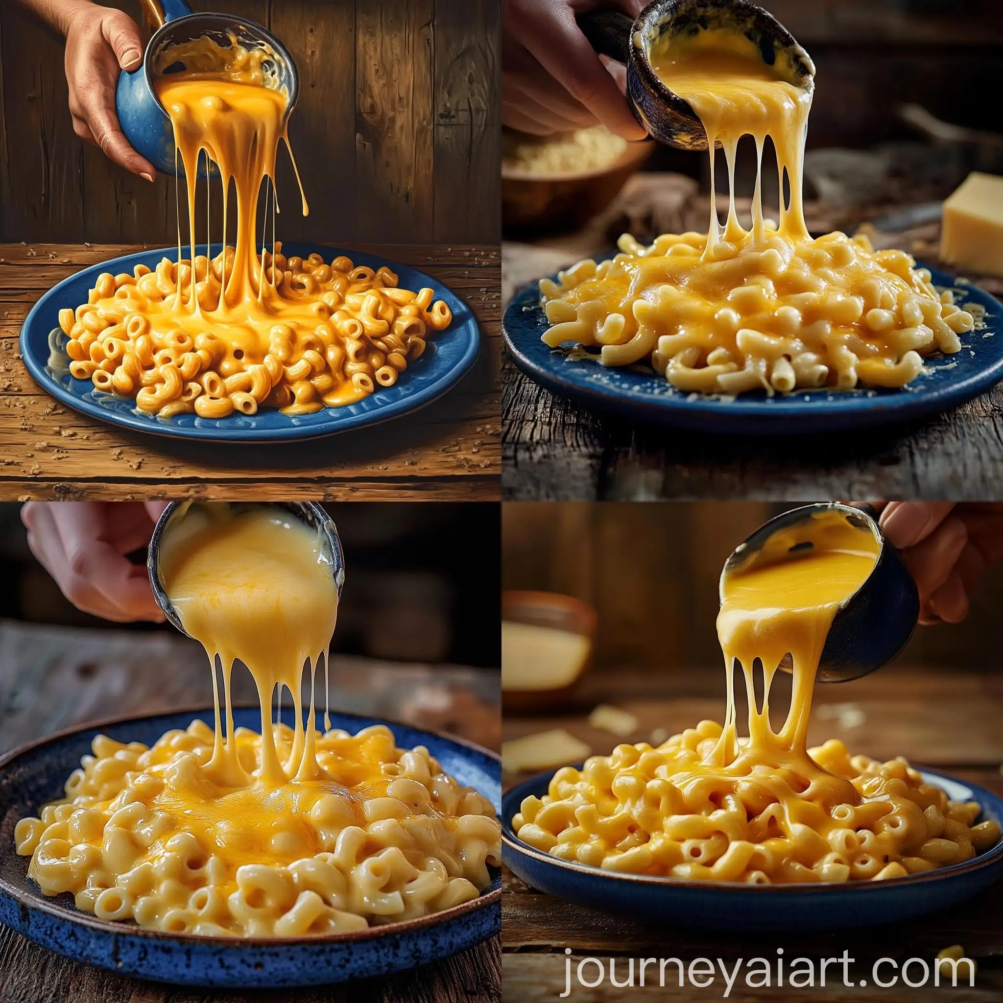 Decadent-Macaroni-Cheese-Plate-on-Rustic-Wooden-Table