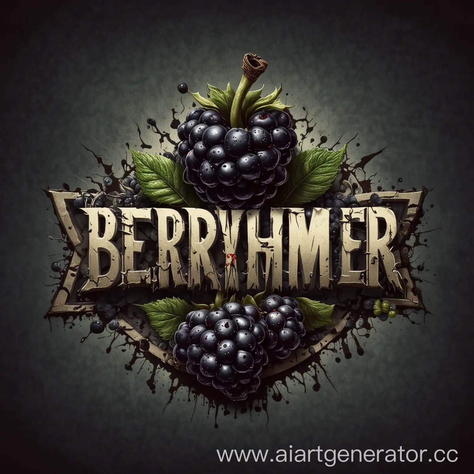 Логотип для семьи berryhammer на фоне злой черники 
