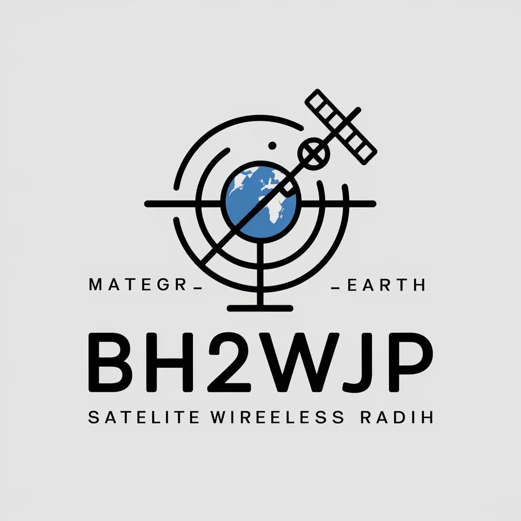 a vector logo design,with the text "BH2WJP", main symbol:satellite wireless radio earth antenna,Moderate,clear background