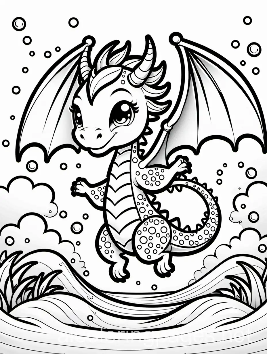 Chibi-Dragon-Dancing-in-Rain-Coloring-Page