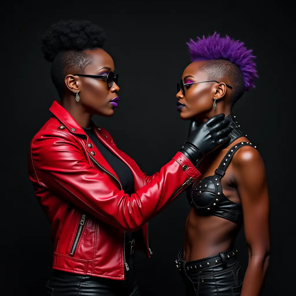 African-Actress-Cynthia-Erivo-in-Leather-Motorcycle-Jacket-Styling-Second-Woman-in-Straps