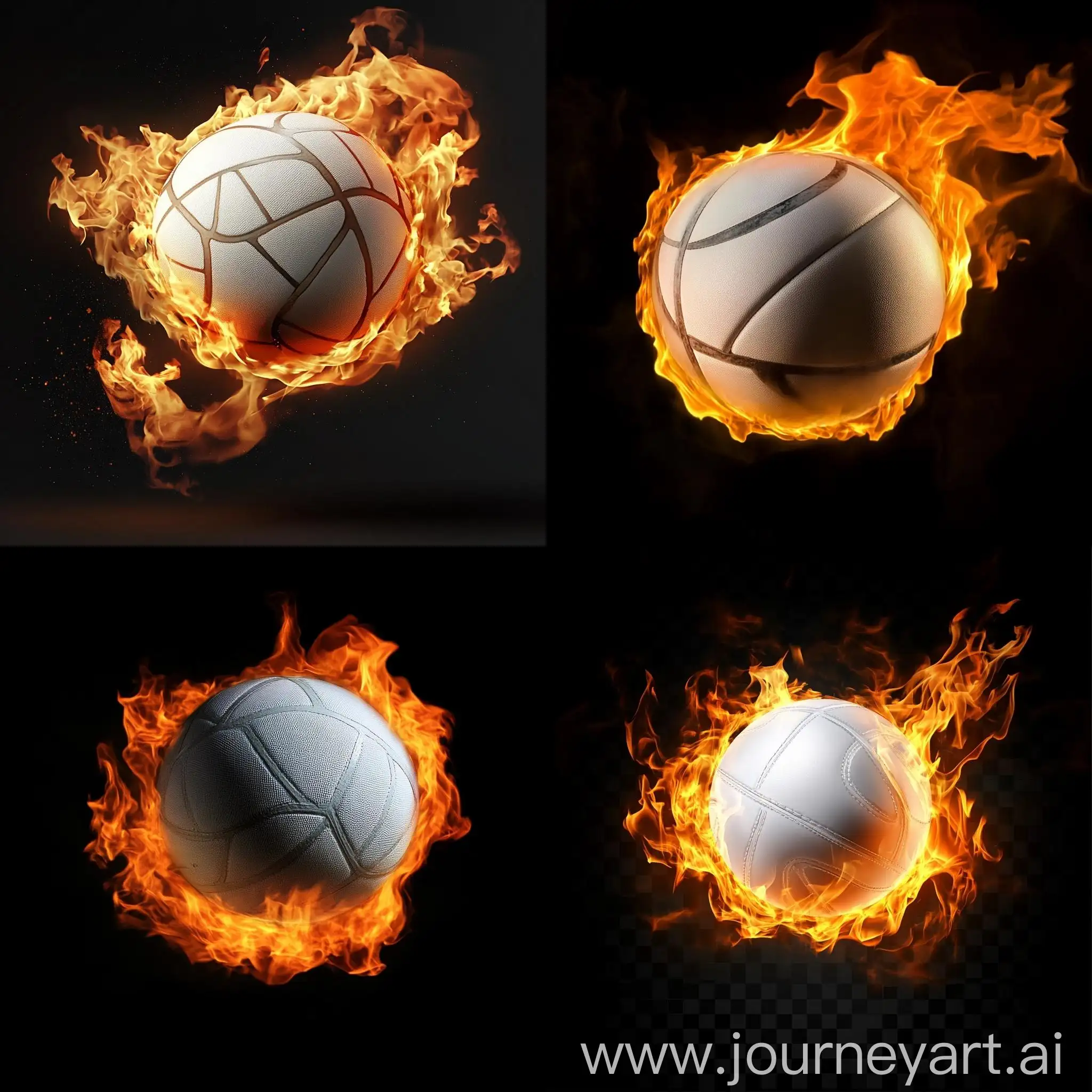 Burning-White-Volleyball-on-Transparent-Background