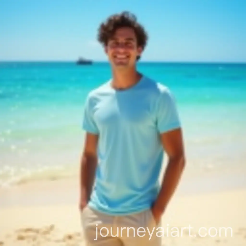 Young-Man-Standing-ConfidentlyAI-Image-Prompt-Expansion-on-a-Sunny-Beach-with-Clear-Blue-Ocean-and-Golden-Sand