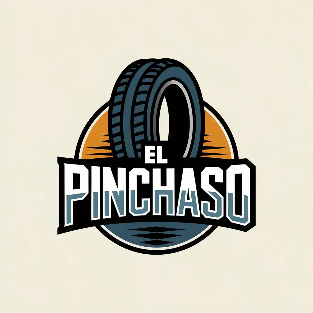 LOGO Design for El Pinchaso Vector with Flat Tire Symbol Modern and Clear Background