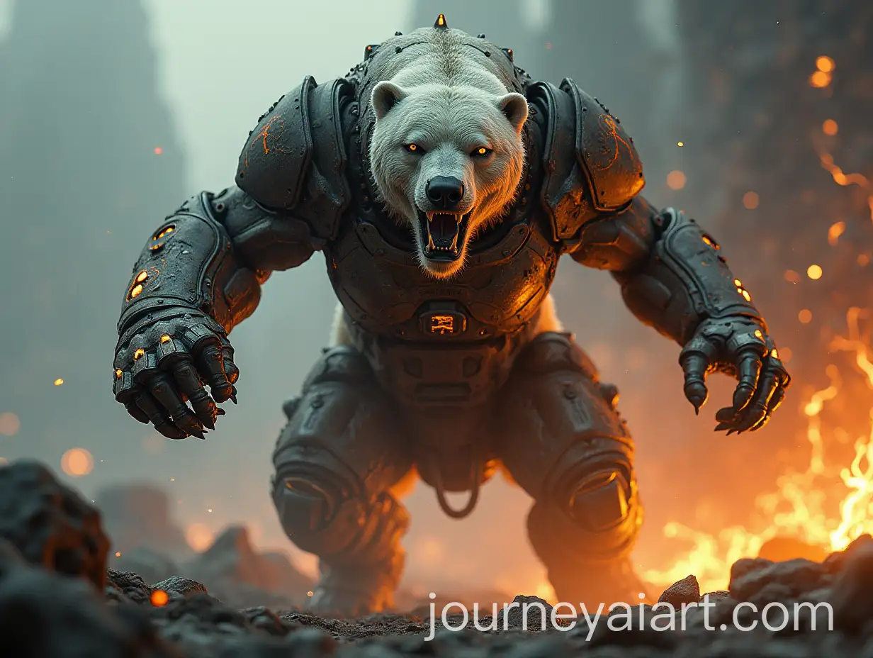Futuristic-Polar-Bear-Hybrid-Attacking-an-Alien-Spaceship