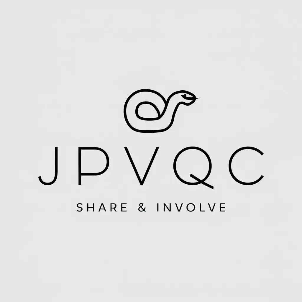 LOGO Design for JPVQC Minimalist Rolled Up Snake with Share Involve Text for Other Industry