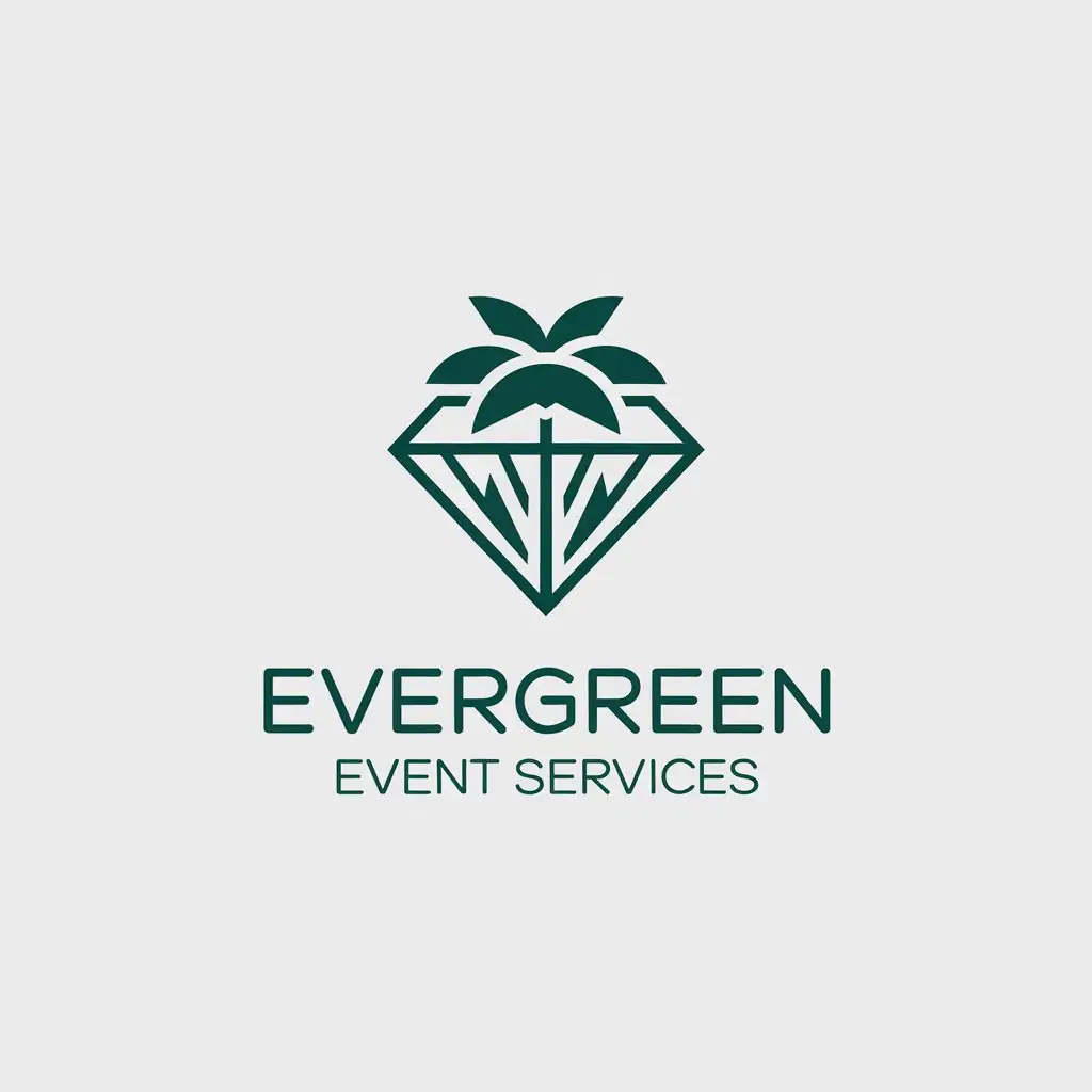 LOGO Design for Evergreen Event Services Palm Tree Diamond Symbol with Moderate Style for Event Industry